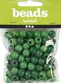 Træperler - Ø 12 MM - Hulstr. 3 MM - Grøn - 22 G