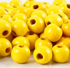 Træperler - Ø 10 MM - Hulstr. 3 MM - Gul - 20 G