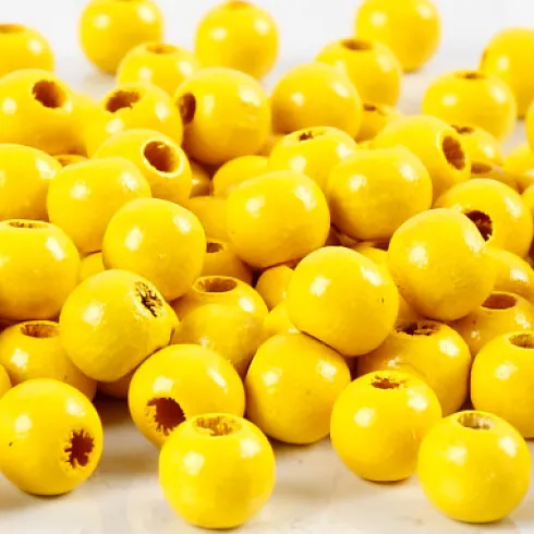 Træperler - Ø 8 MM - Hulstr. 2 MM - Gul - 15 G - 80 Stk
