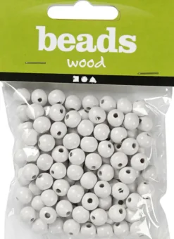 Træperler - Ø 10 MM - Hulstr. 3 MM - Hvid - 20 G