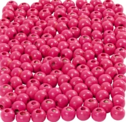 Træperler - Ø 5 MM - Hulstr. 1,5 MM - Pink - 6 G - 150 Stk