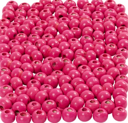 Træperler - Ø 5 MM - Hulstr. 1,5 MM - Pink - 6 G - 150 Stk