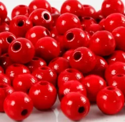 Træperler - Ø 8 MM - Hulstr. 2 MM - Rød - 15 G - 80 Stk