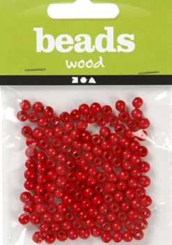 Træperler - Ø 5 MM - Hulstr. 1,5 MM - Rød - 6 G - 150 Stk