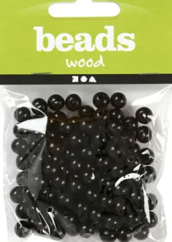 Træperler - Ø 10 MM - Hulstr. 3 MM - Sort - 20 G