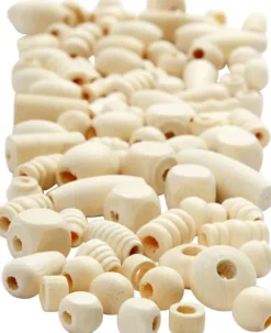 Træperler - Rå - Ø 5-28 MM - Hulstr. 2,5-3 MM - 850 G - 2 L/ 1 Spand