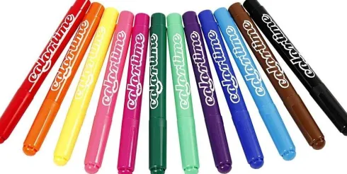 Tuscher - Stregtykkelse: 5 MM - Standardfarver - 12Stk. - Colortime