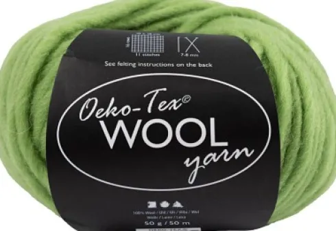 Uldgarn - L 50 M - Pind 8-9 - Lime Grøn - 50 G