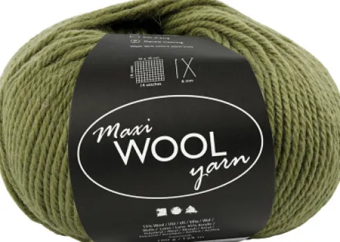 Uldgarn - Maxi Wool - L 125 M - Olivengrøn - 100 G