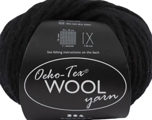 Uldgarn - Oeko Tex - L 50 M - Sort - 50 G