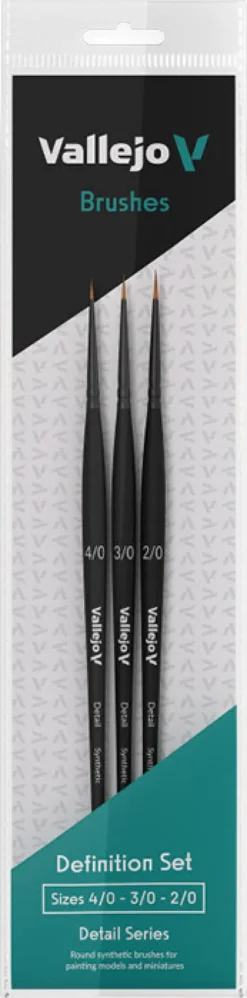 Vallejo - Brush Definition Set - Syntetisk Hår - 4/0,3/0,2/0
