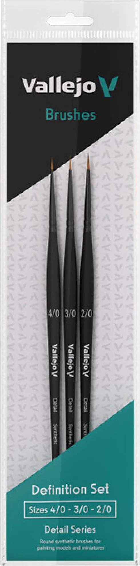 Vallejo - Brush Definition Set - Syntetisk Hår - 4/0,3/0,2/0