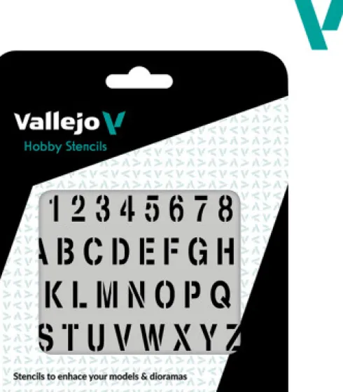 Vallejo - Hobby Stencils - Maleskabelon - Tal Og Bogstaver