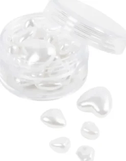 Voksperler - Hjerter - Ø 7-13 MM - Hulstr. 1,3-1,5 MM - Perlemor - 32Stk