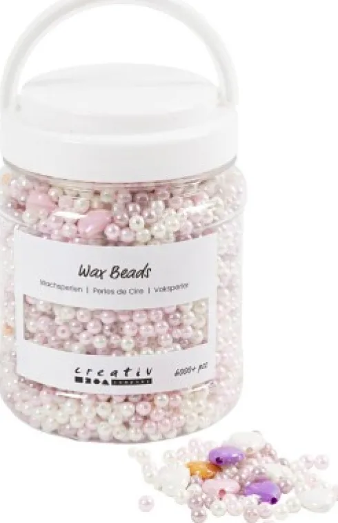 Voksperler - Hulstr. 1,3-2,5 MM - Pastelorange Soft Rosa Lys Lilla Perlemor - 425 G