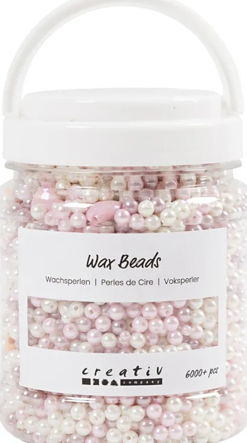 Voksperler - Hulstr. 1,3-2,5 MM - Pastelorange Soft Rosa Lys Lilla Perlemor - 425 G