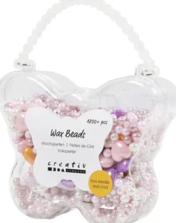 Voksperler - Hulstr. 1,3-2,5 MM - Pastelorange Soft Rosa Lys Lilla Perlemor - 127 G