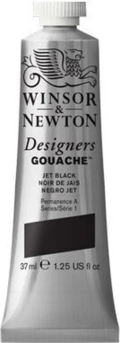 Winsor & Newton - Akvarelfarve - Gouache - Jet Black 37 ML