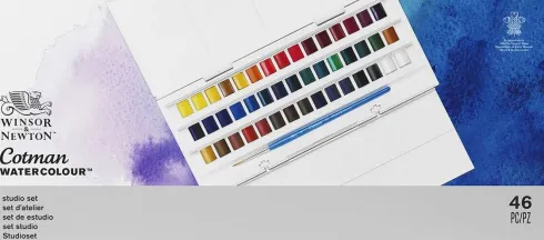 Winsor & Newton - Akvarelfarve Sæt - The Half Pan Studio - 45 Farver