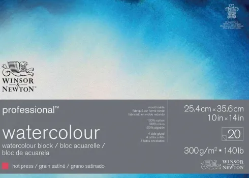 Winsor & Newton - Akvarelpapir - 25X35 CM - Hot Press - 20 Ark
