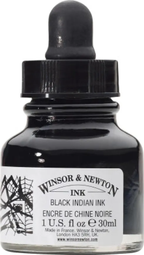 Winsor & Newton - Black Indian Ink 30 ML - Blæk