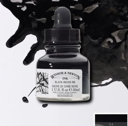 Winsor & Newton - Black Indian Ink 30 ML - Blæk