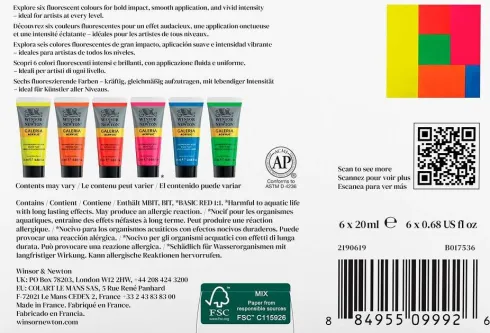 Winsor & Newton - Galeria Acrylic - Fluorescent Set - 6X20 ML