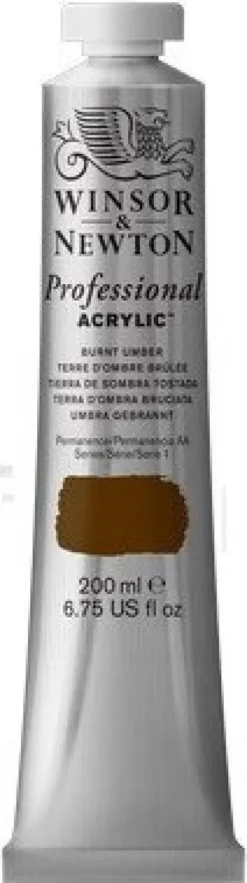 Winsor & Newton - Proff Akrylmaling - Burnt Umber 200 ML