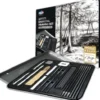 Zieler - Artists Charcoal Drawin Set - Tegnekul Skitsesæt - 24 Dele