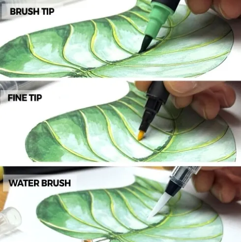 Zieler - 18 Brush & Fine Tip Pens - Dobbeltender - Vandbaseret