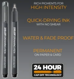 Zieler - 12 Drawing Pens - Water Pens - Fineliner Tusser - 12 Stk