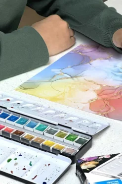 Zieler - Metallic Half Pan Water Colour Set - Akvarelfarver - 24 Stk