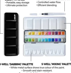 Zieler - Metallic Half Pan Water Colour Set - Akvarelfarver - 24 Stk