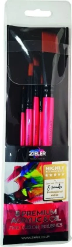 Zieler - Premium Akryl Og Olie Pensler - 5 Stk