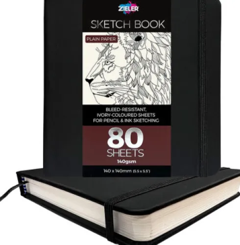Zieler - Sketch Book - Skitsebog - Sort - 140X140 MM - 80 Ark